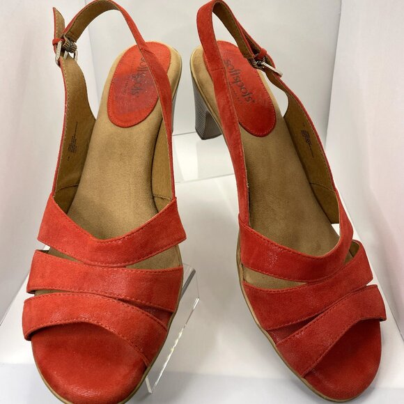 Softspots Red Slingback Heeled Sandals - Picture 1 of 7
